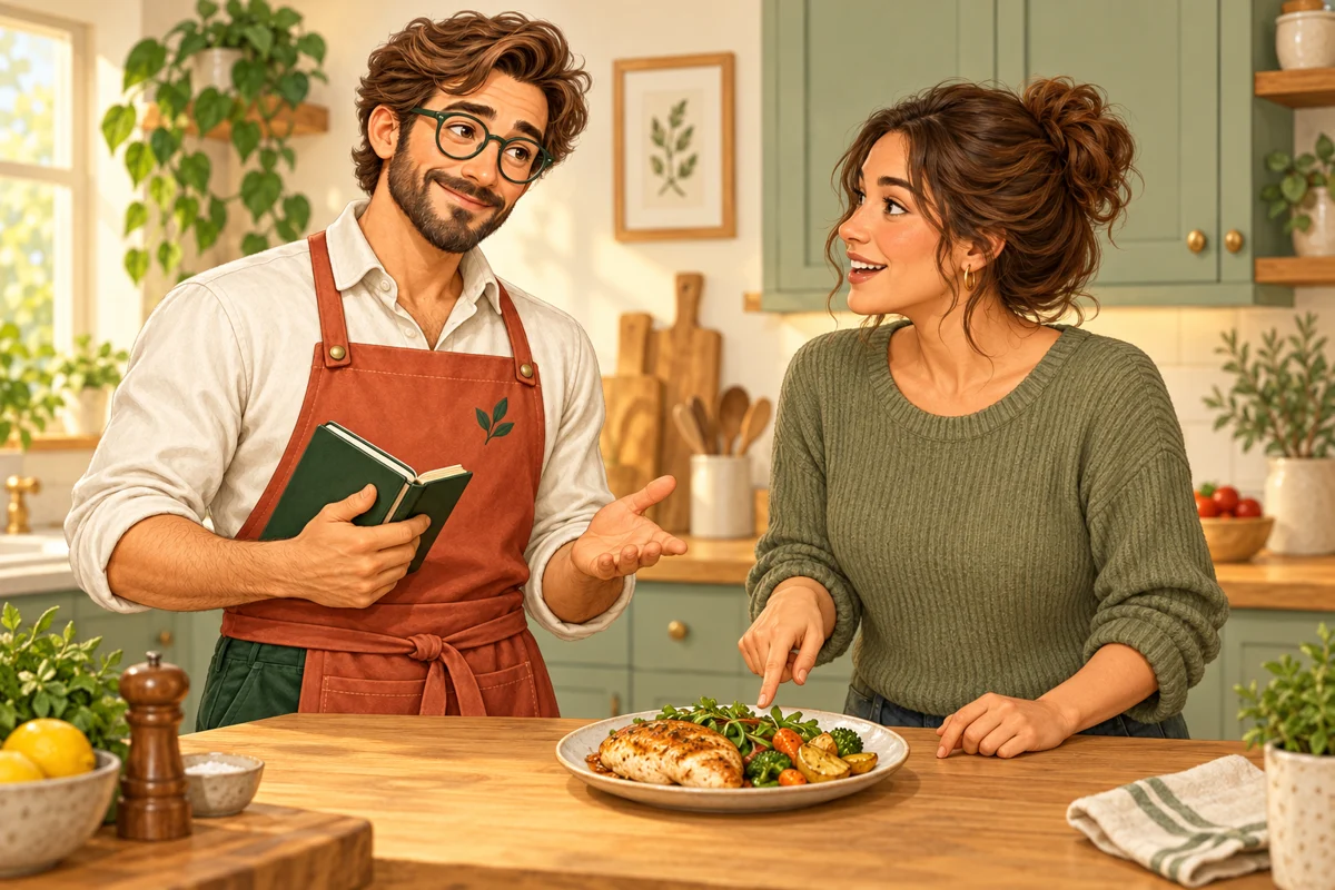 Illustrated guide discussing a kitchen decision