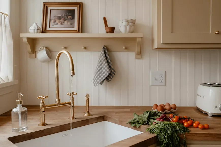 A real kitchen counter with a sink and everyday kitchenware
